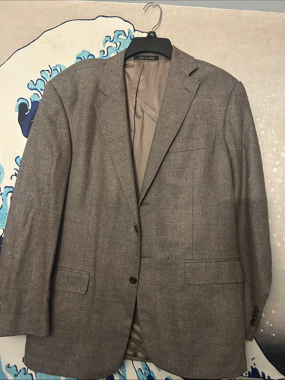 Men's Herringbone Light Gray Sport Coat - Classic Notch Lapel Blazer